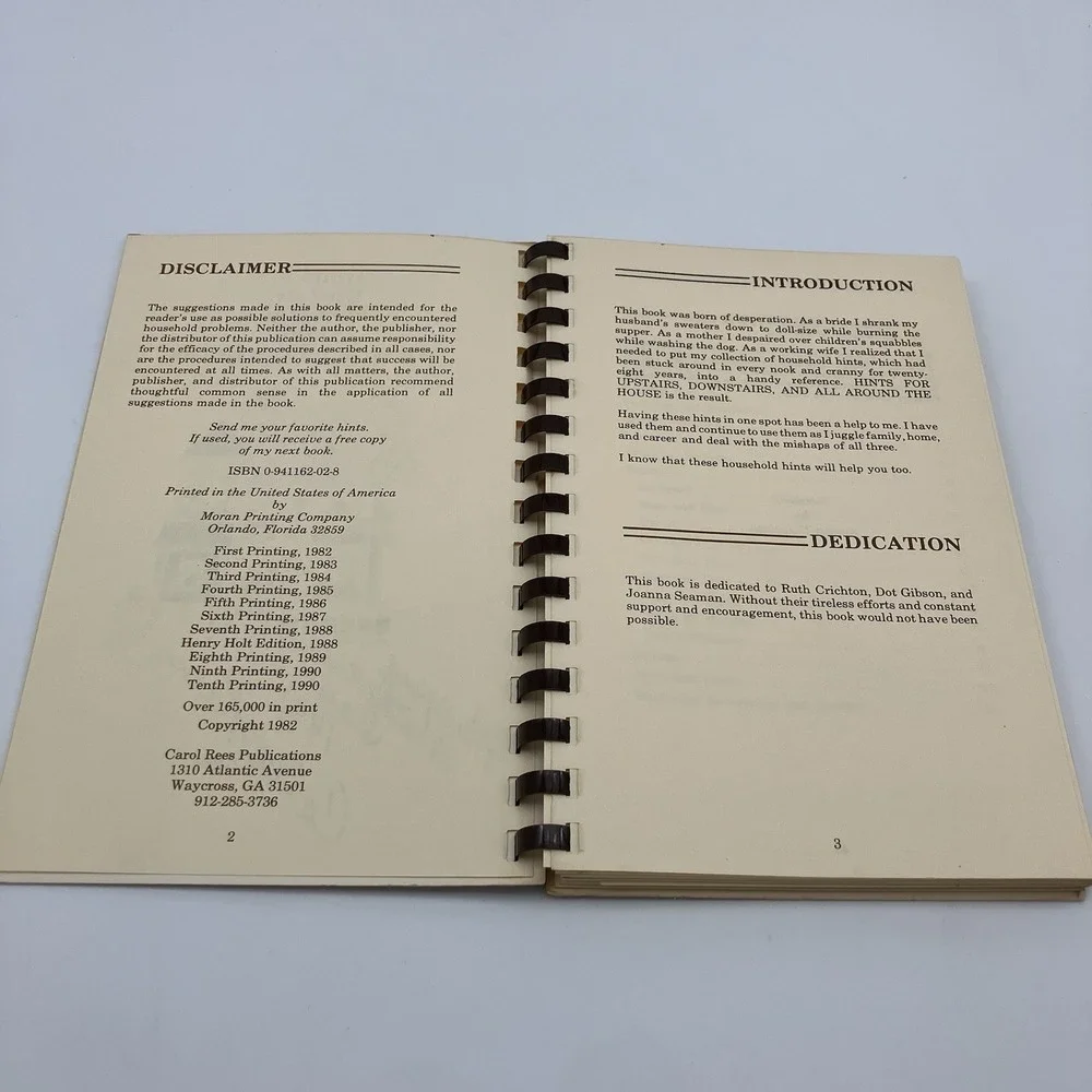 Vtg Hints for Upstairs Downstairs and All Around The House Carol Rees Homemaking